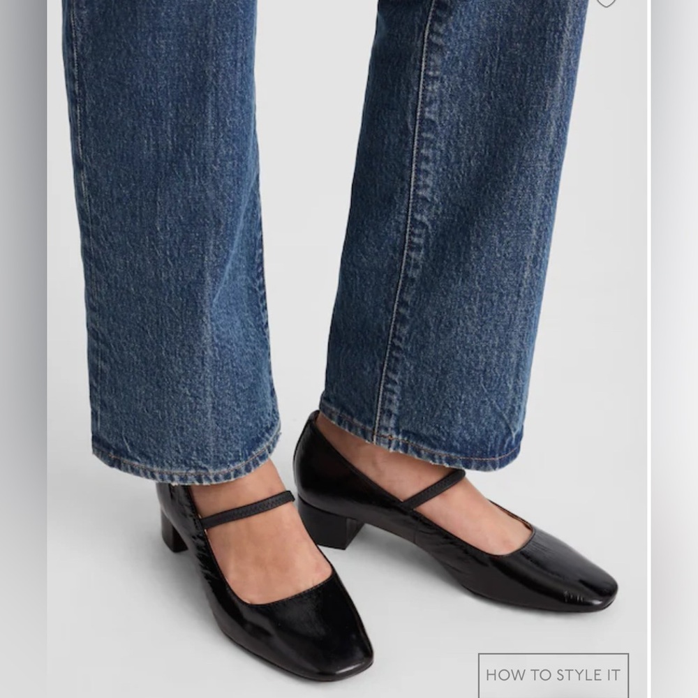 Madewell The Greta Pump Black Patent Leather Mary Jane Sz 6